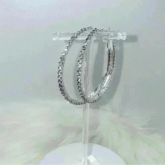 Sparkling Rhinestones Hoop Earrings - Picture 6 of 6